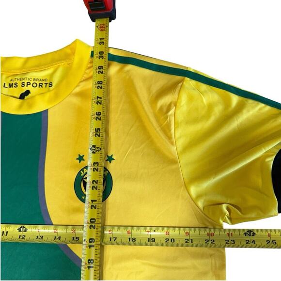 Authentic Brand LMS Sports Jamaica Soccer Jersey XL Green Yellow Athleisure - Picture 10 of 13